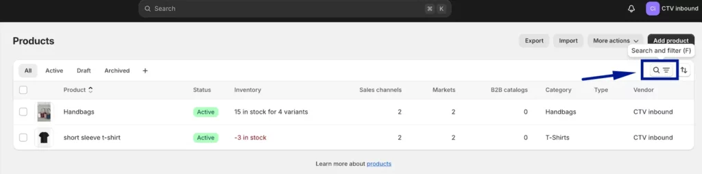 Access the Filter Options